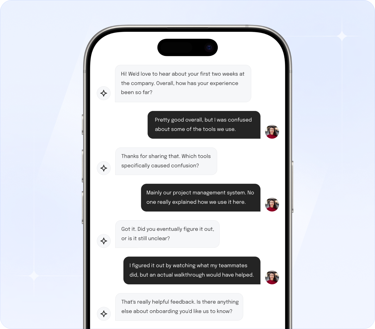 Conversational survey chat UI